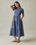 Women's Premium Slub Tiered Dress - Washed Denim